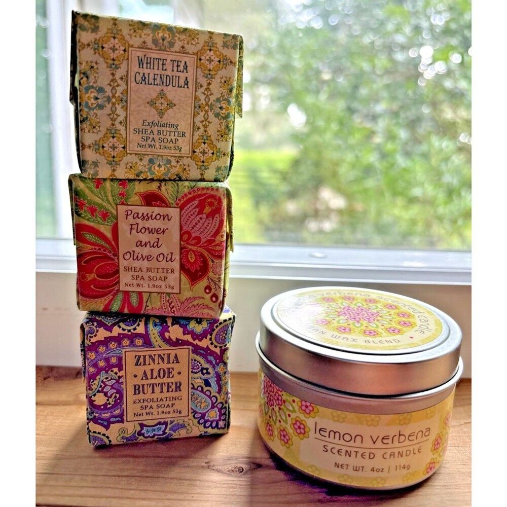 Greenwich Bay Trading Soaps-3 & Candle Artisan Vegetable Wax Lemon Verbena